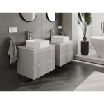 MEXEN/S - Rivel koupelnová skříňka pod umyvadlo 60 cm s deskou, 2 zásuvky, reliéf , šedá mat 91A20-06047-2-BFFC62