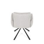 Židle jídelní, krémová manšestrová látka, 360° vratný mechanismus, černý kov