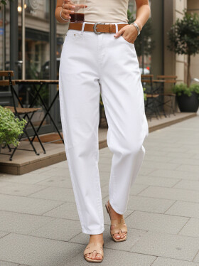 Dámské pytlovité džíny s páskem bílé FashionStreet UY2930 XL