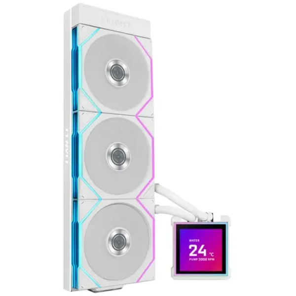Lian Li HydroShift II LCD-S 360T AiO vodní chlazení bílá / 360 mm / RGB / LCD / 2600 RPM / 28 dB / Intel + AMD (G89.GHS2LCDS36TW.00)