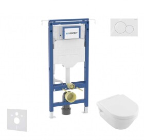 GEBERIT - Duofix Set předstěnové instalace, klozetu a sedátka Villeroy Boch, tlačítka Sigma01, DirectFlush, SoftClose, CeramicPlus, alpská bílá SANI11CK3109