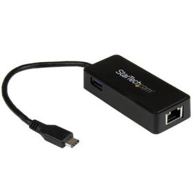 StarTech USB-C adaptér s extra portem USB 3.0 černá / pro síťové připojení / RJ45 (US1GC301AU)