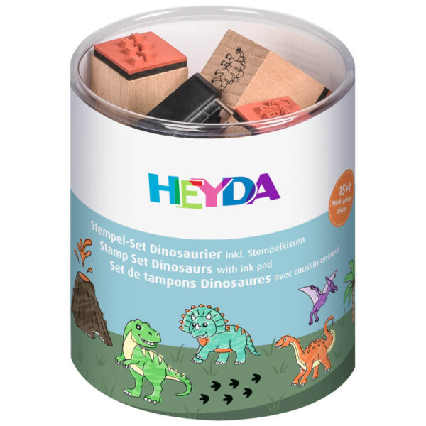 Heyda Dinosauři sada 15 razítek + poduška