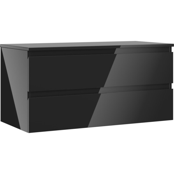 MEXEN/S - Orio koupelnová skříňka pod umyvadlo 100 cm s deskou, 2 zásuvky, černá lesk 91A10-10047-2-BFFC70