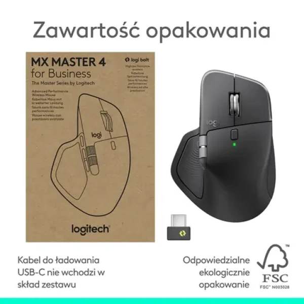 Logitech MX Master 4 for Business grafitová / Optická bezdrátová myš / 8000 DPI / 8 tlačítek / 2 kolečka (910-007617)
