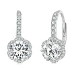 Luxusní stříbrné náušnice Viviane 1 ct MOISSANITE + CERTIFIKÁT, Stříbrná certifikát GRA, hadřík na čištění stříbra, dárková krabička