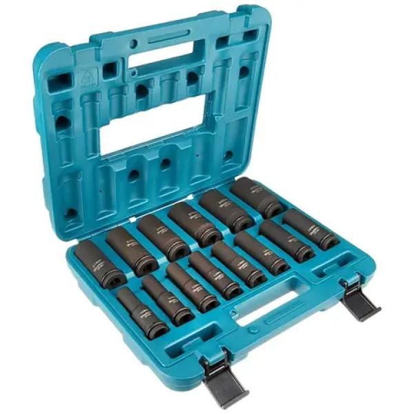 Makita E-16586 IMPACT BLACK / sada nástrčných klíčů prodloužených čtyřhran 1/2" / 14 ks / v plastovém kufru (E-16586)