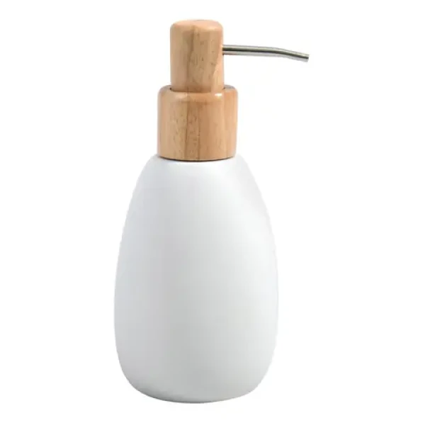 Spirella SVEN dávkovač mýdla bílý / polyresin / dřevo / 260 ml (7610583214157)