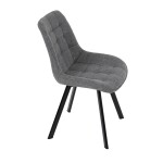 Židle jídelní, šedá látka, nohy černý kov