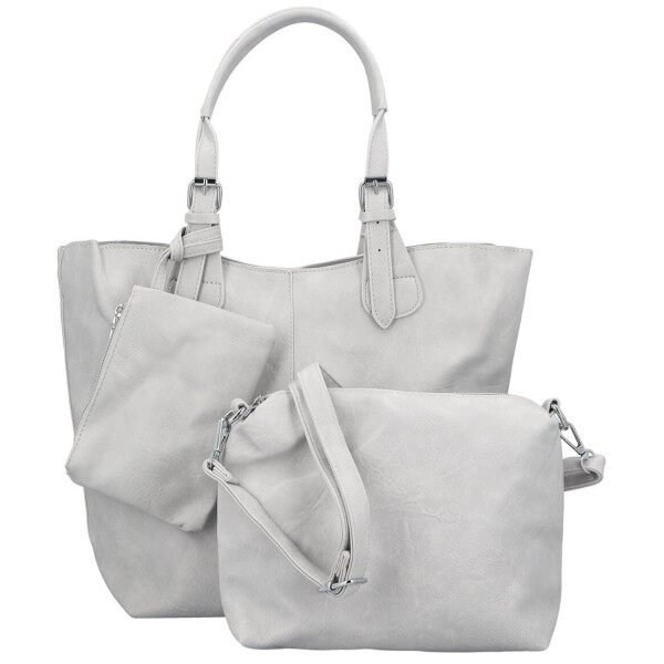Trendy dámský koženkový set kabelek Catia, světle šedý