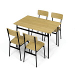Jídelní set s 4 židlemi, 110x70x76cm, mdf, divoký dub, AUT-O2155 OAK