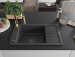 MEXEN/S - Elias granitový dřez 1 s odkapávačem včetně baterie Aster, černá kropenatá 6511-76-73450-57-B
