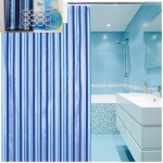 AQUALINE - Sprchový závěs 180x180cm, vinyl, modrá, pruhy ZV011