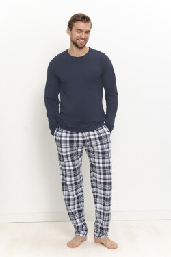 3664 Pánské dlouhé pyžamo DANTE M–2XL tmavě modrá XL