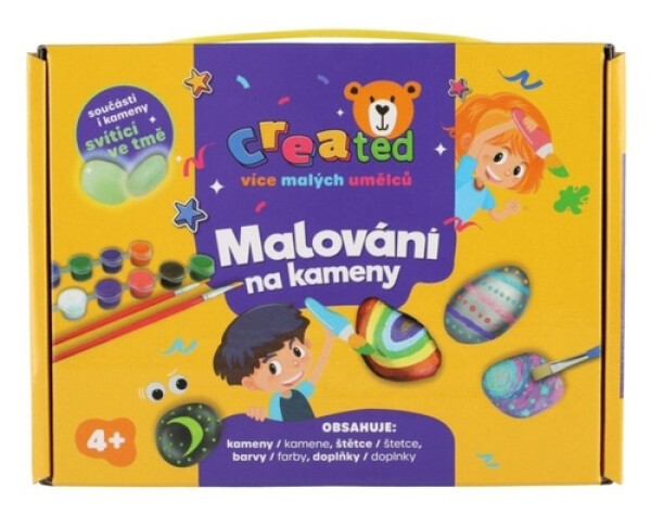 Malování na kameny/oblázky svítící ve tmě s barvami se štětci