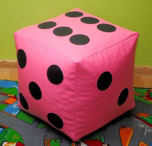 FRONTI Dětský taburet KOSTKA 40 cm - růžová + černá