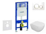 GEBERIT - Duofix Set předstěnové instalace, klozetu Oudee a sedátka softclose, tlačítko Sigma20, bílá/pozlacená SANI11CA3125