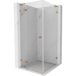 MEXEN/S - Lunar L sprchový kout dveře křídlové levá 80 x 80, transparent, měď kartáčovaná 834L-080-080-65-00-L