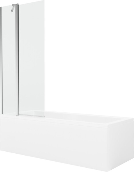 MEXEN/S - Cubik obdélníková vana 150 x 70 cm s panelem + vanová zástěna 80 cm, transparent, chrom 550315070X9408110100