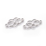 Mezidíl z nerezové oceli - srdce s nekonečnem - 10 x 23 x 1 mm - 1 ks
