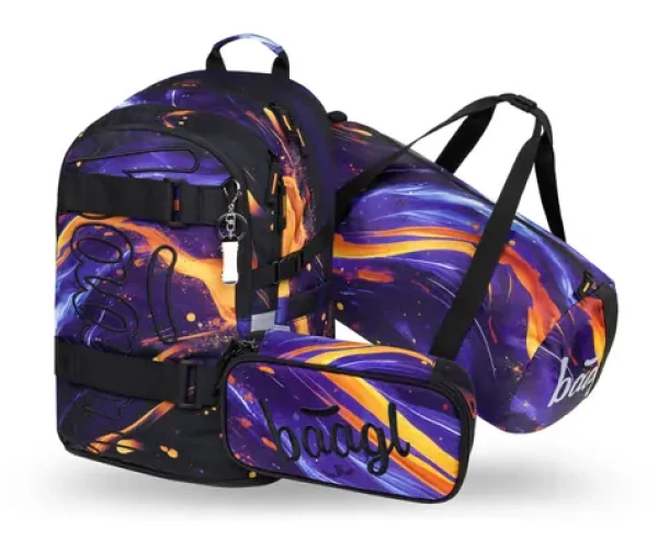 BAAGL SET 3 Skate Vibe: batoh, penál, sportovní taška GRS (A-36165)