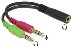 PremiumCord Adaptér 4pin jack 3,5mm - 2x jack 3,5mm / Adaptér / F/2xM / 30 cm (kjr-50)