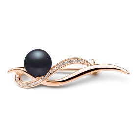 Stříbrná brož s černou perlou Stephanie Gold, stříbro 925/1000, Černá