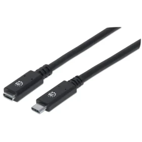 Manhattan USB-C prodlužovací kabel černá / Prodlužovací kabel / USB-C – USB-C / USB 3.2 Gen 2, 10 Gbit/s / 0,5 m (355230)