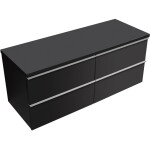 CERANO Koupelnová skříňka Velora - černá matná, úchytka chrom + deska pod umyvadlo Navira Pro - 36 mm - 120x56,6x46,5 cm