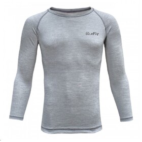 Funkční triko MERINO šedé, dlouhý rukáv, a malým nápisem "Blue Fly" unisex L - šedé