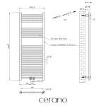 CERANO - Koupelnový radiátorový set Benito - ústřední vytápění - středové připojení 50 mm - 477W - černá matná - 1200x450 mm CER-744677