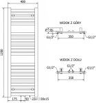 MEXEN/S - Hades radiátor + topná tyč 1200 x 400 mm, 600 W, chrom W104-1200-400-2600-01