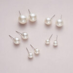 Náušnice s bílou perlou Cinzia - 6 mm, chirurgická ocel, Stříbrná Bílá