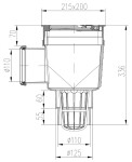 Gaiger lapač splavenin se zadním přítokem DN 110 spodní odtok DN 110/125 pro dešťové potrubí 75-125 mm