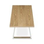 Stůl konferenční 120x60cm, MDF deska, dýha odstín dub, kovové nohy, broušený nerez.