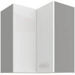 Horní rohová skříňka 60x60 GN-72 2F (90°) Barva korpusu: Šedá, Barva dvířek: Bílý lesk (Blanka)