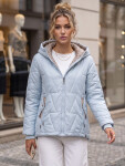 Dámská prošívaná přechodová bunda s kapucí, světle modrá, FashionStreet TY5784 S