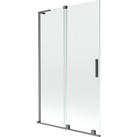MEXEN/S - Velar L dvoukřídlá posuvná vanová zástěna 110 x 150, transparent, grafit kartáčovaná 896-110-003-01-66