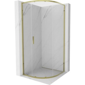 MEXEN - Exo čtvrtkruhový posuvný sprchový kout 70 x 70, transparent, zlato 8131-070-070-50-00