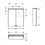 GEBERIT - Option Zrcadlová skříňka s osvětlením, 600x675x180 mm, bílá 500.273.00.1