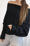 Asymetrický batwing svetr viskózový černý - FPrice S/M
