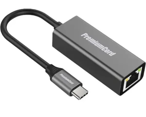 PremiumCord Převodník USB-C na RJ45 / Adaptér / Gigabit Ethernet / USB 3.1 / 20 cm (ku31ether02)