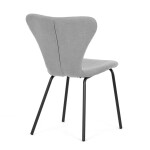 Židle jídelní, stříbrná látka, nohy černý kov