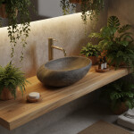 REA - Umyvadlo na desku Roxy A 49x31 tmavě šedá REA-U6649