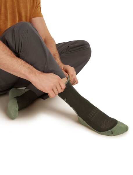 Pánské merino ponožky ICEBREAKER Mens Hike+ Light Crew, Dark Loden/Lichen velikost: 47-49 (XL)