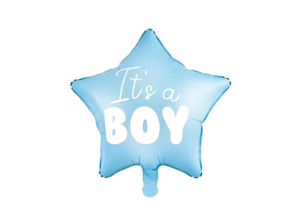 PartyDeco foliový balónek modrý Hvězda It's a Boy 48 cm