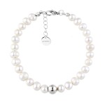 Perlový náramek Marilda - chirurgická ocel, sladkovodní perla, Stříbrná 17 cm + 3 cm (prodloužení) Bílá