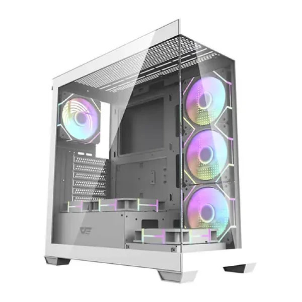 DarkFlash DS900 bílá / ATX / 7x 120 mm / 1x USB-A / 1x USB-C / průhledná bočnice / bez zdroje (DS900 White + fans)