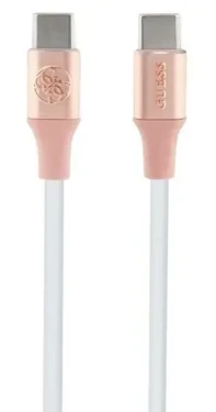 Guess Embossed Logo USB-C - USB-C růžová / Kabel / 1,5 m / Rychlonabíjecí (GUCCLALRGDP)