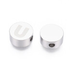 Korálek z nerezové oceli - placička s písmenem - různé varianty - 10 x 4,5 mm - 1 ks Písmena: E